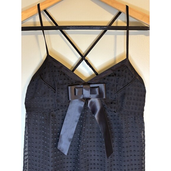 Charlotte Russe Little Black Slip Dress Sz S Bow Polka-dot Pattern Y2K - Picture 2 of 6